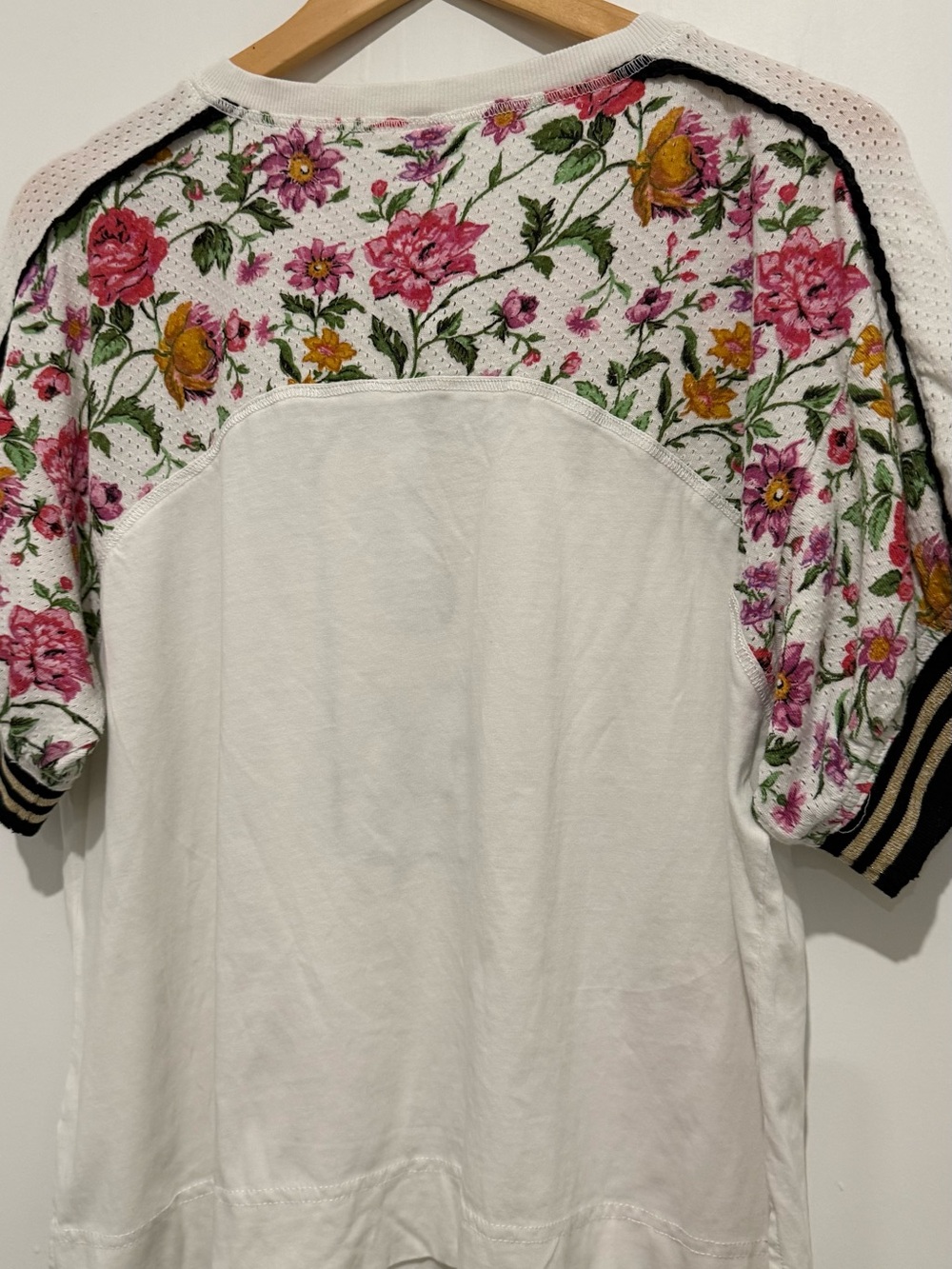 Anthropologie Daily Practice Mesh Short-Sleeve Tee with Number 9 Appliqué - Picture 4 of 9